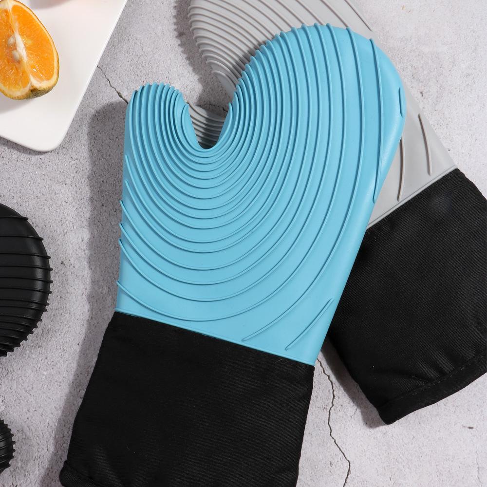 Silicone Cotton Insulated Oven Mitts - Heat-Resistant Baking and Microwave Gloves