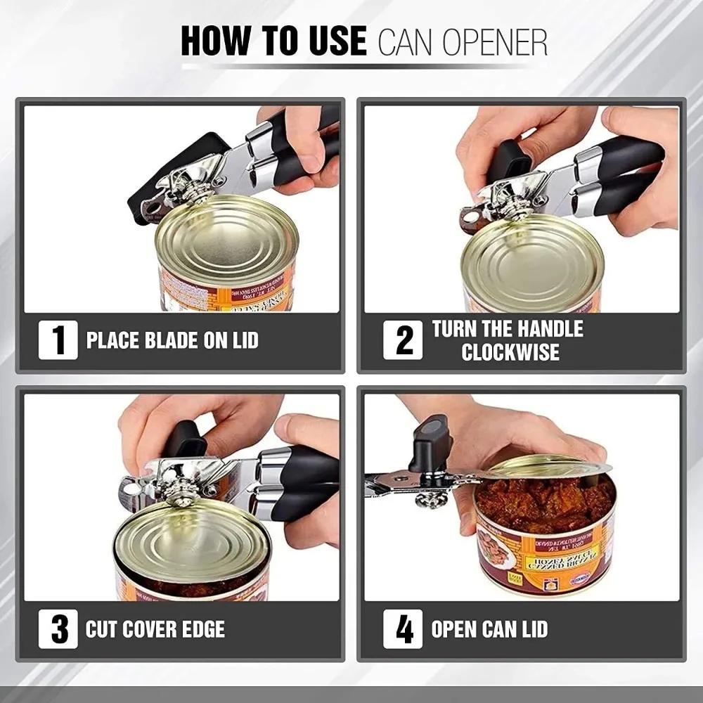 1pcs Can Opener Stainless Steel Manual Multi-functional Power Can Knife Opener Kitchen Can Opener Household Can Opener