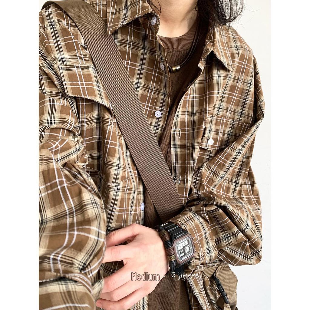 Unisex Frühling Retro Karomuster Langarmhemd - Lockerer, lässiger Preppy-Stil für Männer & Frauen