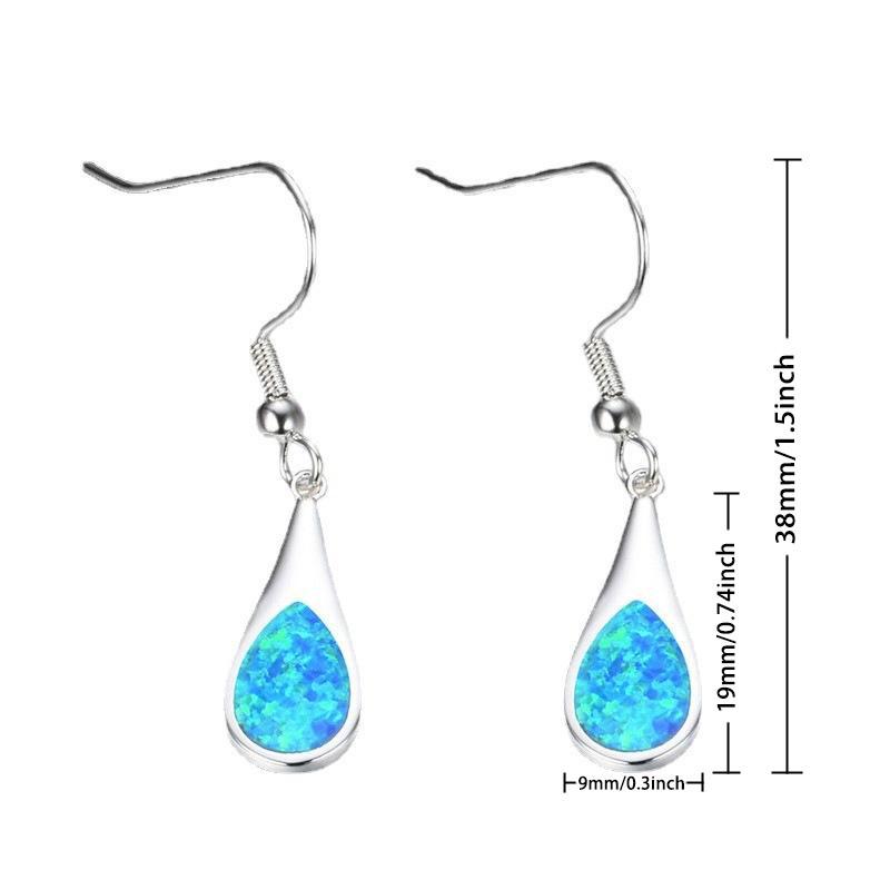 Hawaiian Ocean-Style Opal Teardrop Earrings