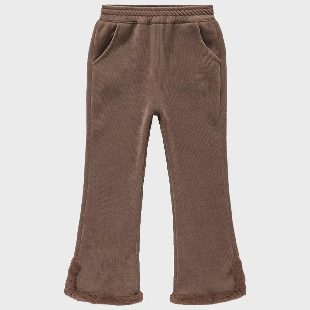 2023 Girls' Trendy Velvet-Lined Straight Casual Pants for Older Kids