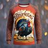 Turkey Pattern 3D Digital Printing Men's Fashion Trend Round Neck Long Sleeved T-shirt