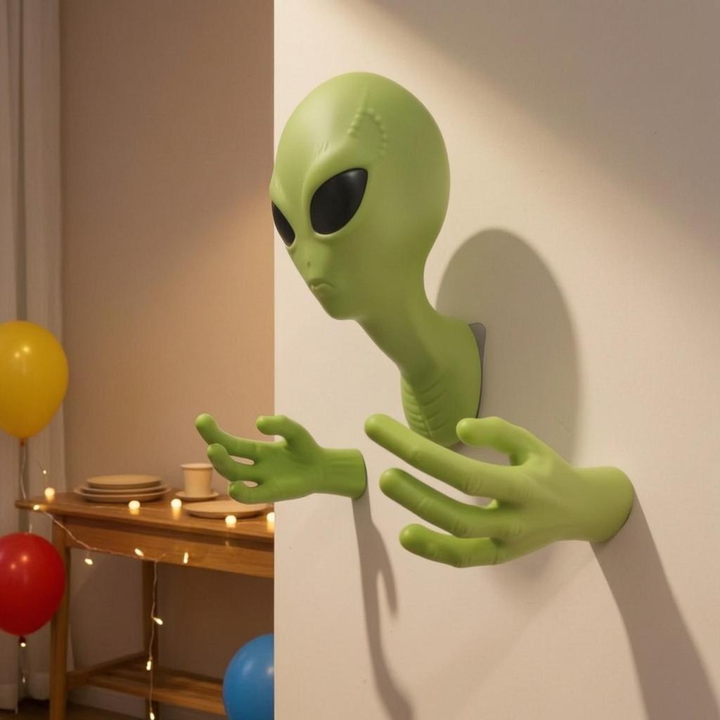 Alien Head Wall Decor Quirky Sculpture Unique for Hallway