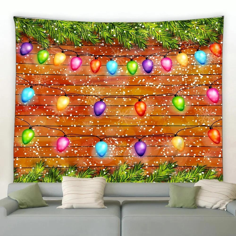 Christmas Cartoon Log House Snowman Tapestry Bedroom Living Room Home Christmas Decoration Tapestry