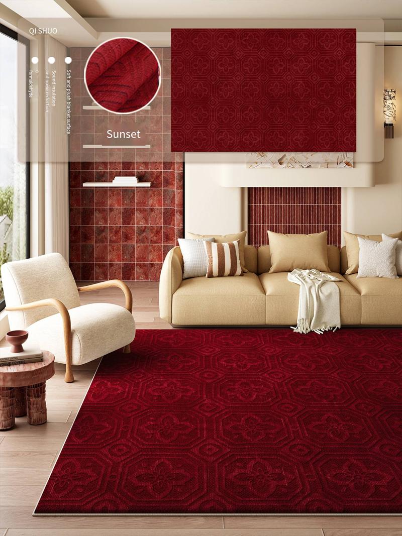 

VIKAMA Moroccan Vintage Red New Year Living Room Carpet With Retro Ethnic Style Christmas Decoration For Home Furnishings 80x160cm