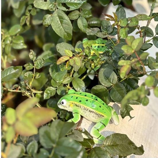 Niedliche Froschfigur Pflanzgefäß Dekoration Kleiner kletternder/liegender Frosch mit Blatt-Regenschirm Statue für Außenhof Terrasse Garten Dekor