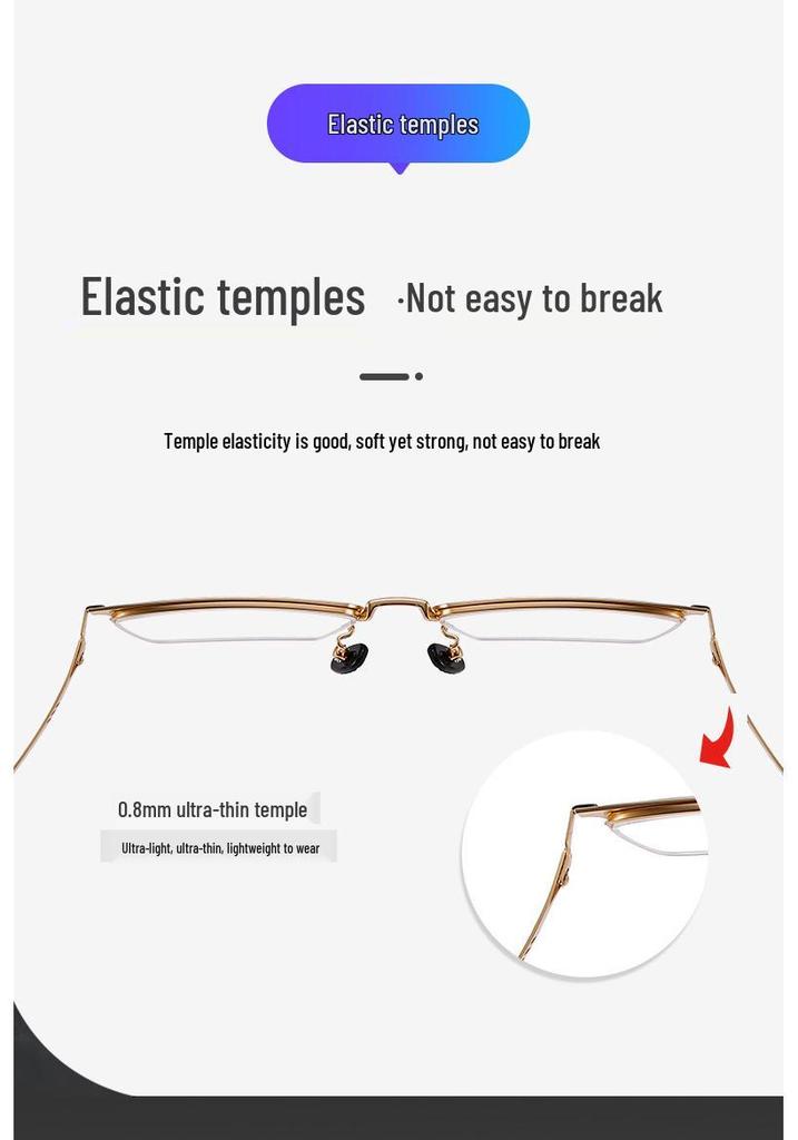 Ultra-light Screwless Titanium Business Glasses Frame - Myopia, Fashionable & Non-magnetic (Model 6117)