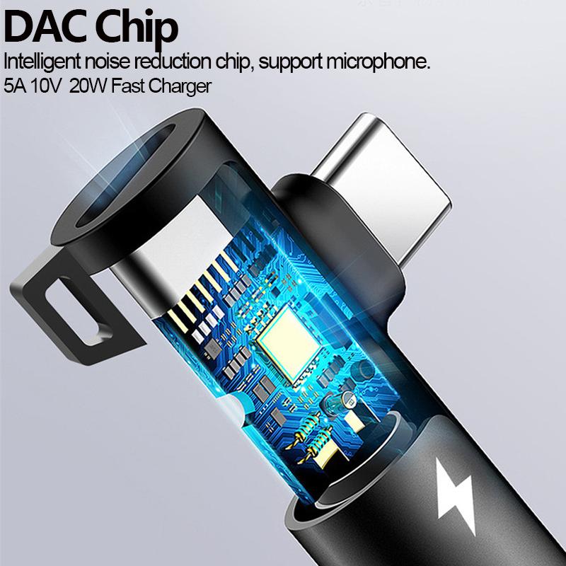 Xiaomi Digital Decoding USB Type C To 3.5mm Jack Headphone Adapter Splitter Fast Charger 20W for Samsung S22 S20 Xiaomi 11 12 iPhone 15