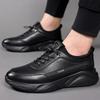 Men's Shoes 2024 Autumn Trendy Sneakers Soft Sole Breathable Black British Men's Outdoor Casual Sports Leather Shoes Size 38-44