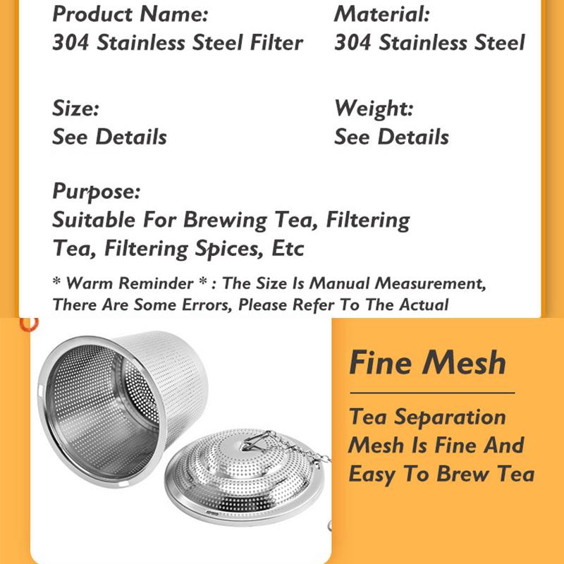 304 Stainless Steel Chain Tea Leaf Infuser Filter Hot Pot Brine Kitchen Soup Seasoning Ball Creative Mesh Herbal Spice Filter