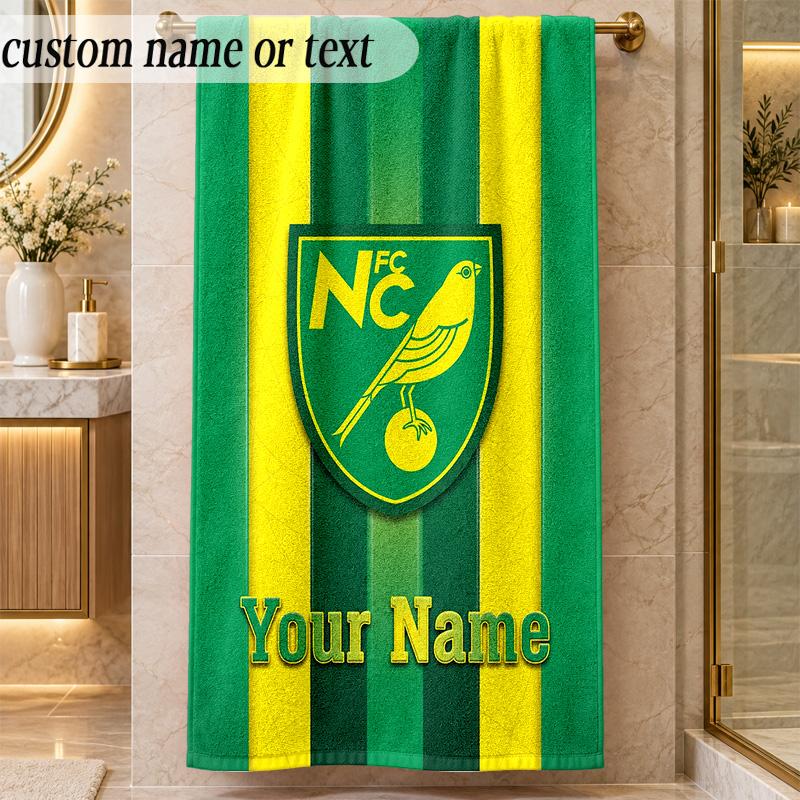 Beach TowelNorwich City Custom Name Text Personalized Soft Towel for Beach Pool Indoor Home Decor Gift