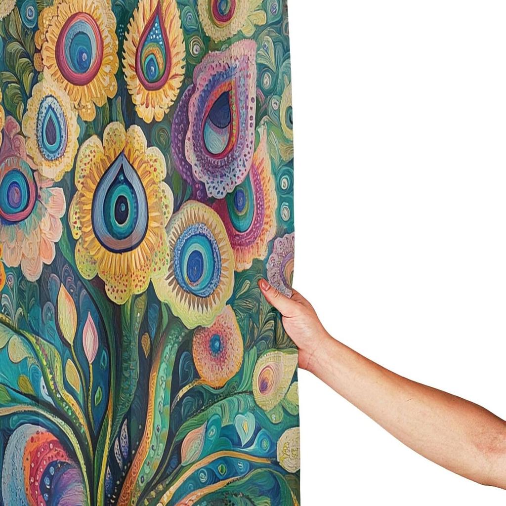 Shower Curtain Shower Curtain Liner Bathroom Curtains with 12 Hooks Peacock Flowers Shower Curtains Waterproof Liner