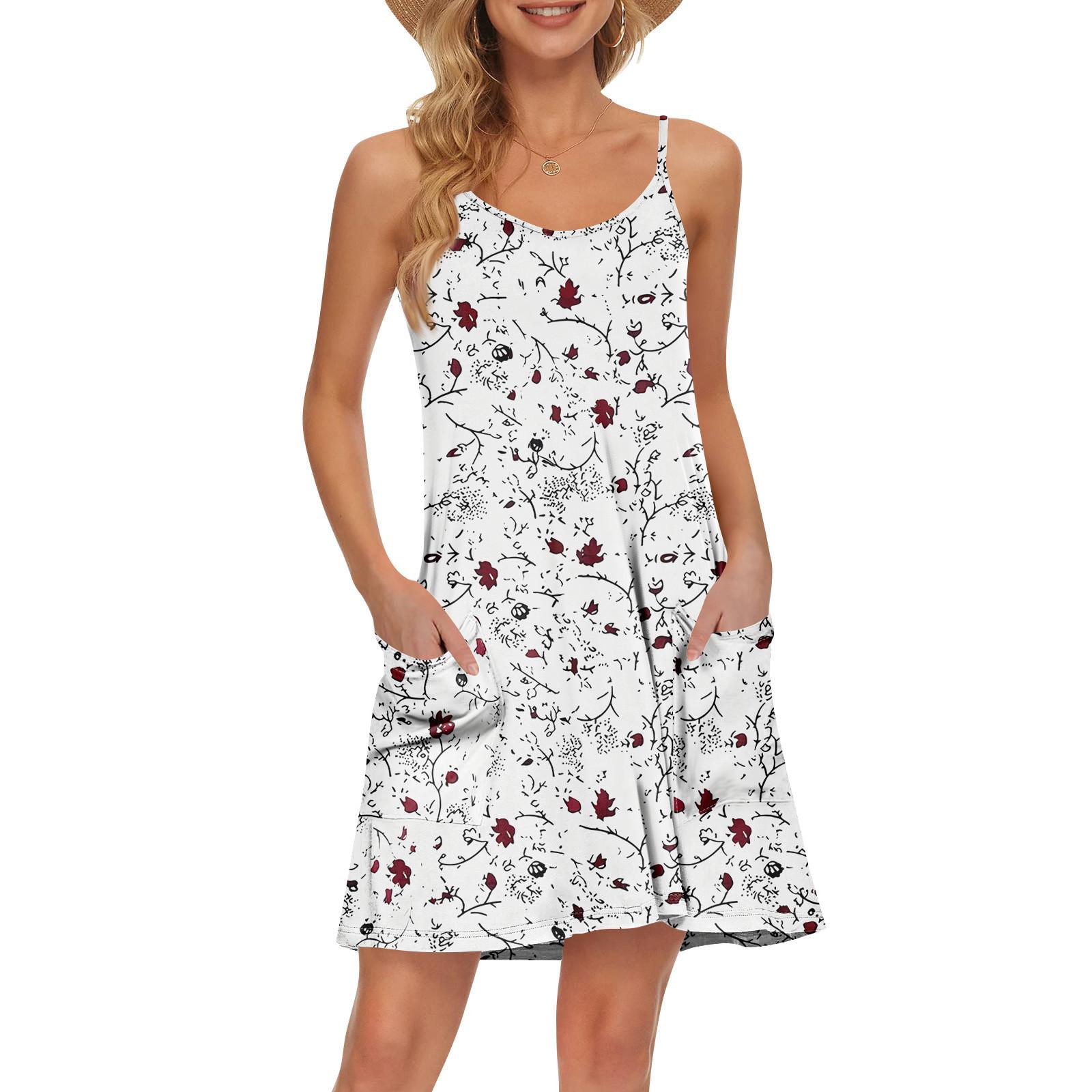 

Женский летний повседневный сарафан на бретелях с карманами, короткие пляжные платья-майки для отпуска XXL белый