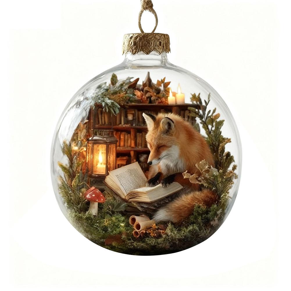 Söt Ekorre Igelkott Julglaspynt Samling Julgranskula Pynt 3D Djurdekoration Höst Vinter Heminredning