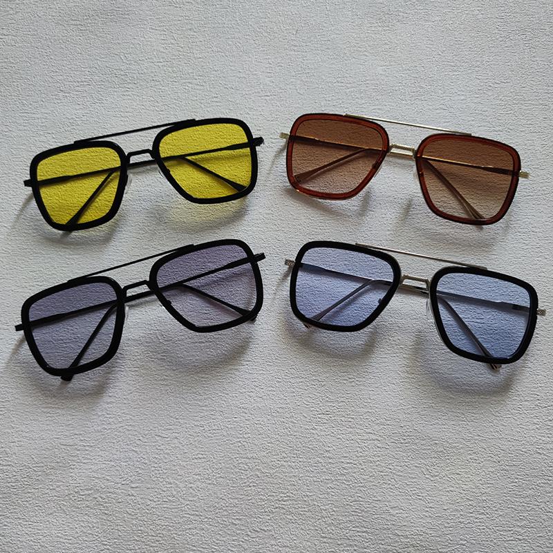 4pcs Square Sunglasses For Men Women Trendy Double Bridges Unisex Sun Glasses Fashion Summer Outdoor Shades Eyewear Accessory
