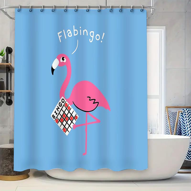 

Flamingo Shower Curtain Tropical Beach Ocean Theme Waterproof Bathroom Decor Artistic Pattern Modern Style Home Textile Living R 90x180cm