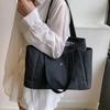 Preppy Style Umhängetasche für Damen, große Kapazität, Handtasche, lässig, vielseitig, solide Canvas-Tasche, quadratische Tasche für Pendler