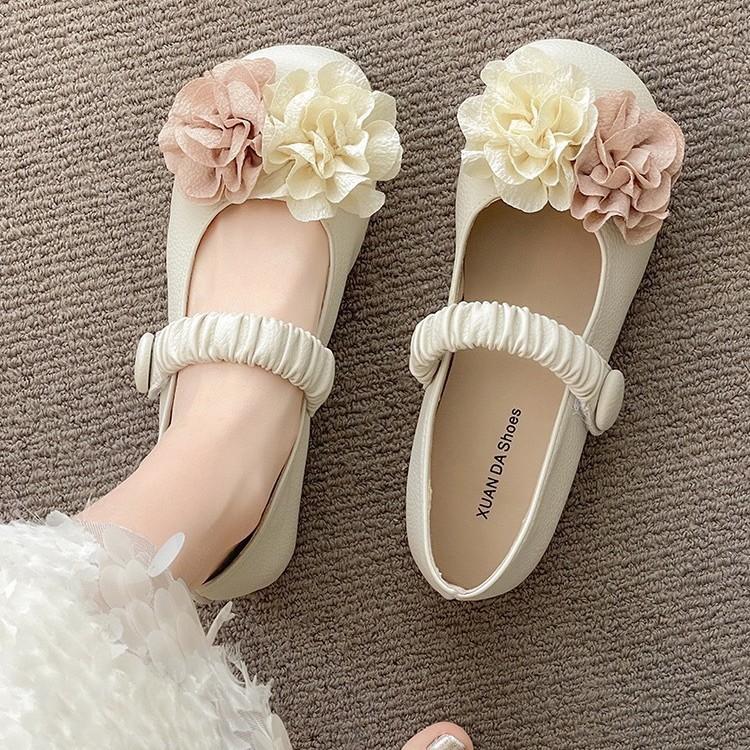 Nische Feenwind flacher Mund einzelne Schuhe Damen 2025 Herbst neu Retro Blume sanfte Abendschuhe Mary Jane Damenschuhe