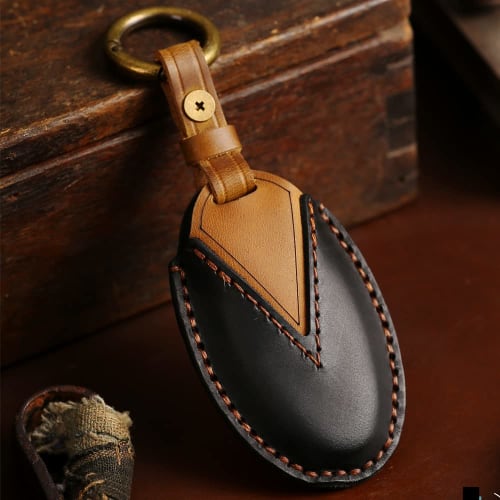 Kinotaka Compatible Nissan Genuine Leather Smart Key Case New Serena C27 ate New Note Leaf Rooks KICKS Elgrand Double Side Sliding Door 4 Button Ca