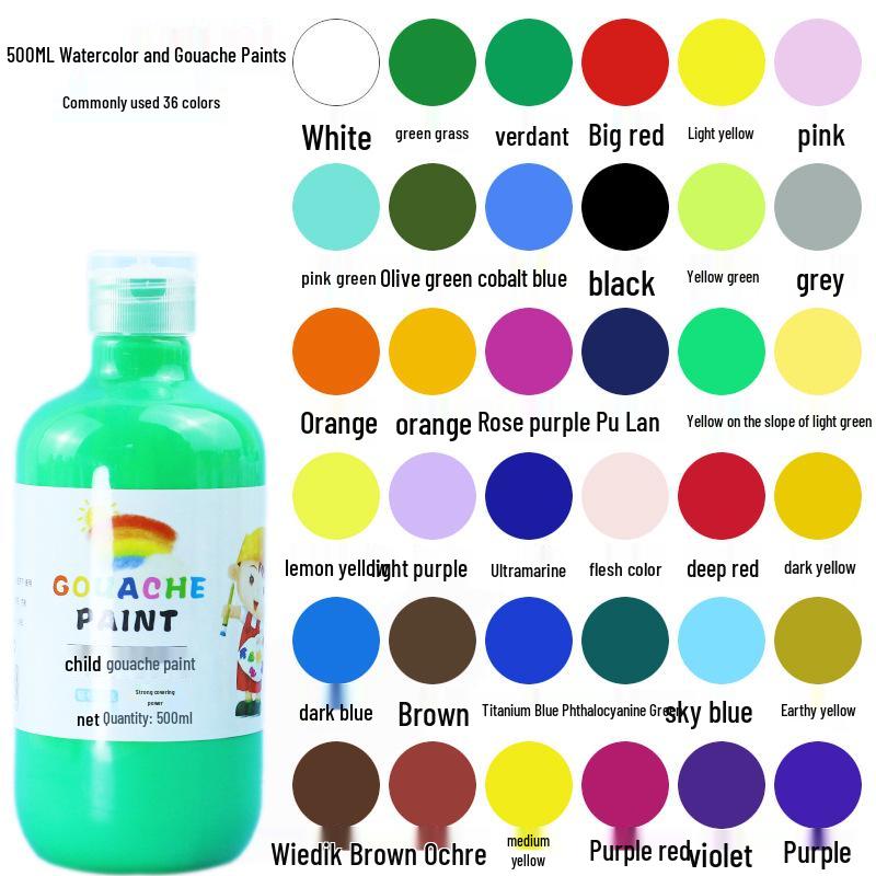 36-Color 500ml Washable Tempera Paint for Kids - Ideal for Finger and Graffiti Painting Children s Tempera Paint