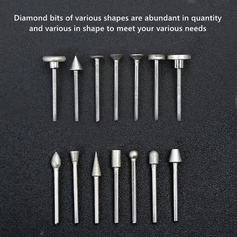 For Jewelry Glass 40mm Shank Grinding Burrs 50pcs Diamond Grinding Burs Polishing Grinding Head for Rotary Tool