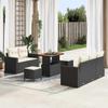 8 Piece Garden Sofa Set with Cushions Black Poly Rattan