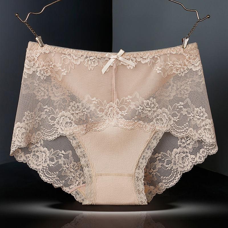 

Antibacterial Sexy Hollow Sheer Panties Women s Cotton Lace Charming Girls Mid-High Waist Triangle Shorts 2XL