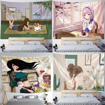 Home Wall Decoration Tapestry Cartoon Sweet Girl Background Hanging Cloth Office Living Room Tapestry