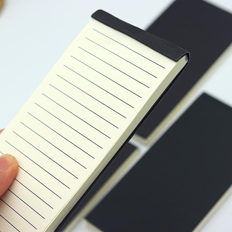Portable Perfect Bound Tear-Off Memo Pad - Black Cardstock Pocket Notebook