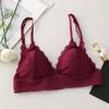 Lace Beauty Back Wrapped Chest Gathered Breathable Bra Solid Color Triangle Cup Bra