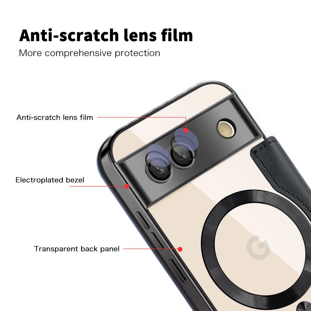 For Google Pixel 8a Case Compatible with MagSafe Rhombus PU Leather Phone Cover