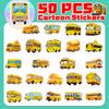50 Cartoon School Bus Stickers Creative Cartoon Cute Yellow School Bus Graffiti Stickers Student Children