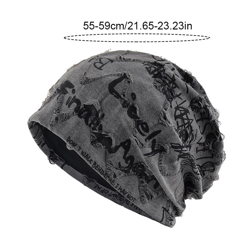 1 PC thin oversized knitted chic pile cap casual printed loose letter fashionable hat 55-59cm