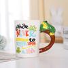 Cute Animal Handle Ceramic Mug,Stylish Restaurant Coffee Mugs, Office Breakfast Milk Mug, Fun Tea Cup, Christmas Gift Water Cups