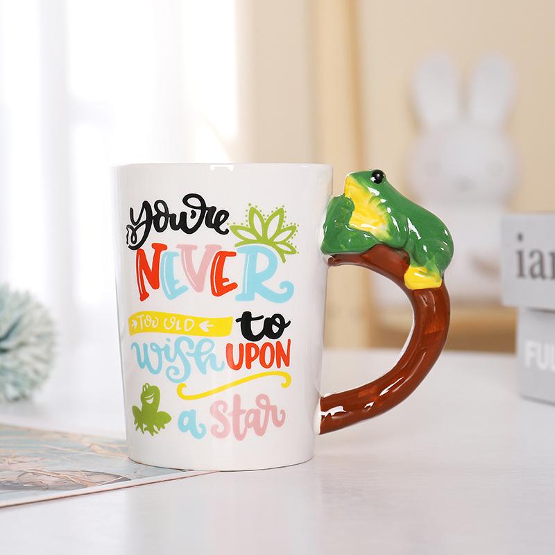 Cute Animal Handle Ceramic Mug,Stylish Restaurant Coffee Mugs, Office Breakfast Milk Mug, Fun Tea Cup, Christmas Gift Water Cups