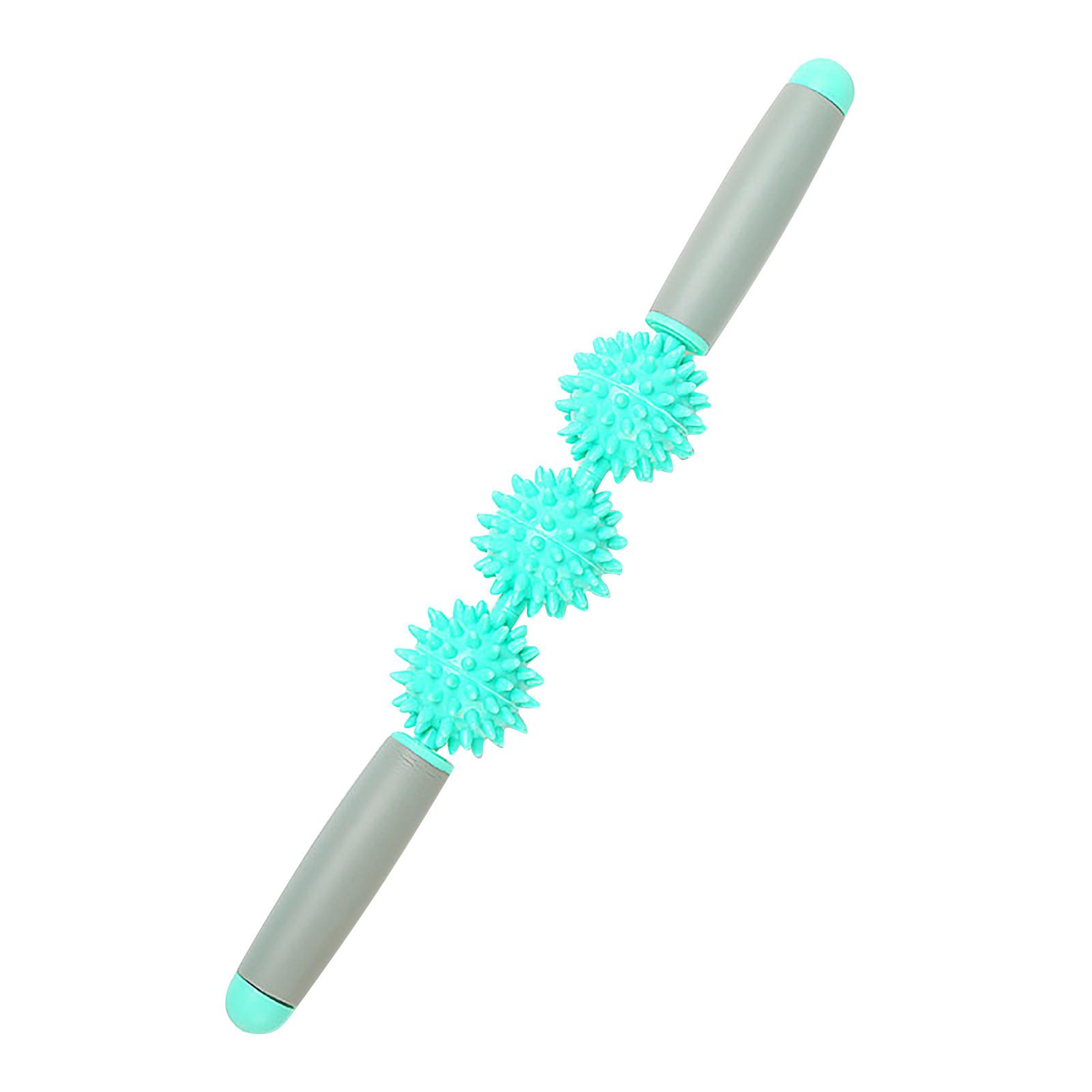 

(проектор)Массажная палочка для йоги с 3 шариками, массажная палочка, точечный массажный ролик для мышц One Size зелёный