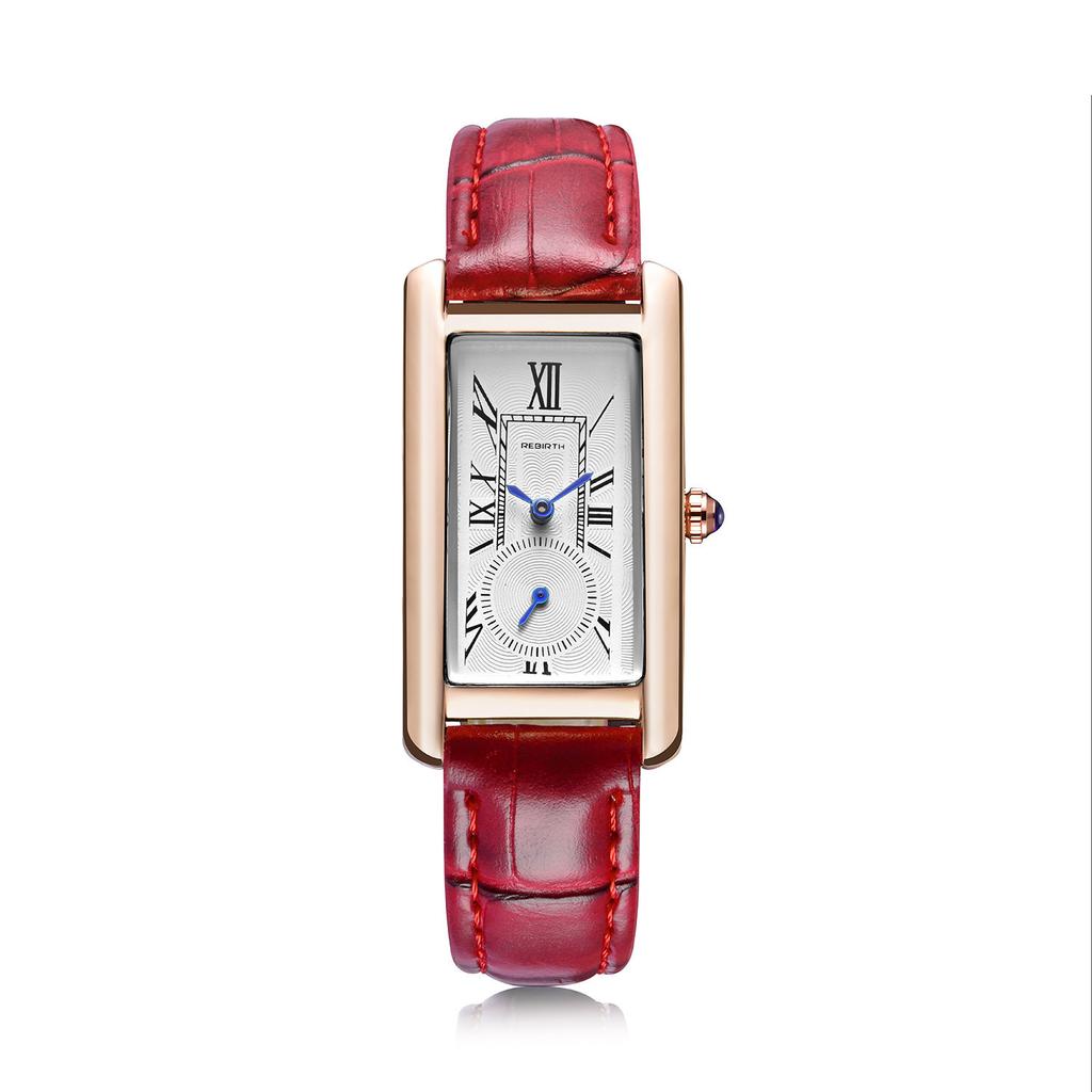 Reloj de Cuarzo Para Mujer, Dos Y Media Manecillas Impermeable Cuadrado Escala Romana Correa Para Reloj de Moda de Mujer