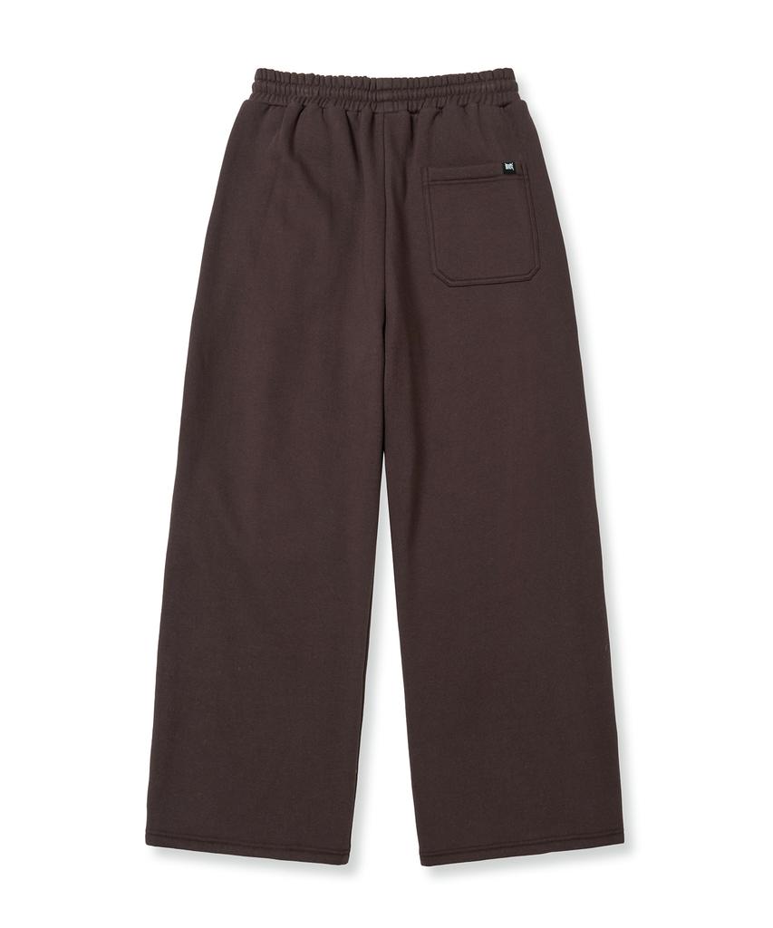 BROWNBREATH Tag Two Tuck Wide Sweat Pants - Dark Brown