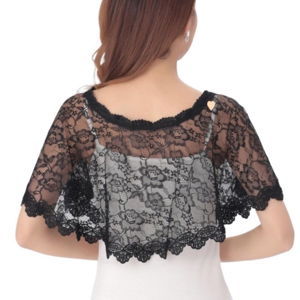 Retro Lace Shawl Poncho Hollow Out Fake Collar Sweet Lace Cover Up Tops Apparel Supplies