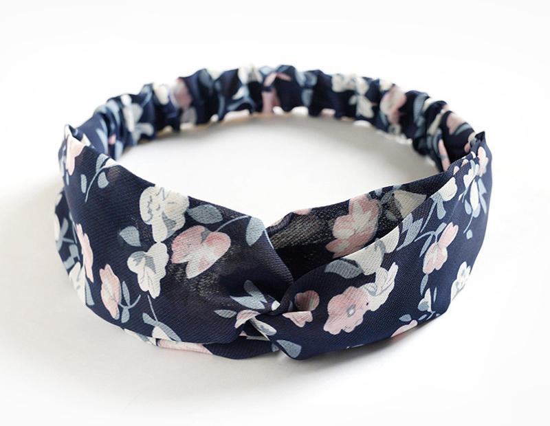 Leopard Print Flower Spring Autumn Summer Chiffon Cross Elastic Headband Women Headband Hair Accessories Headgear