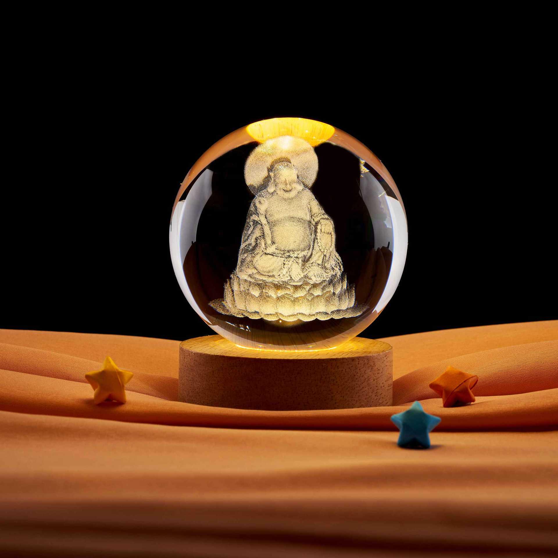 Maitreya Buddha 3D Crystal Ball USB Night Light