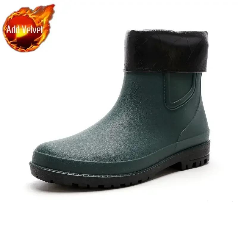 Man Shoes Wear-resistant Non-slip Rain Boots for Men Wellies Loafers Without Lacing Comfortable Low-heel Mud Gum 2024 Rubber New