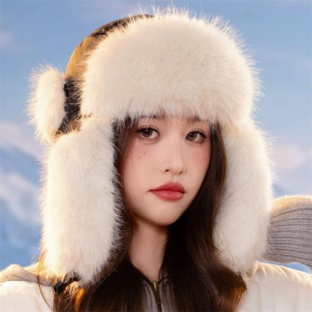 Windproof Winter Bomber Hat Fluffy Winter Cap NEW Lei Feng Cap  for Women