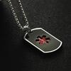 Rectangular Dog Tags Medical Symbols Men Necklace Titanium Steel Pendant Necklace (with Chain)