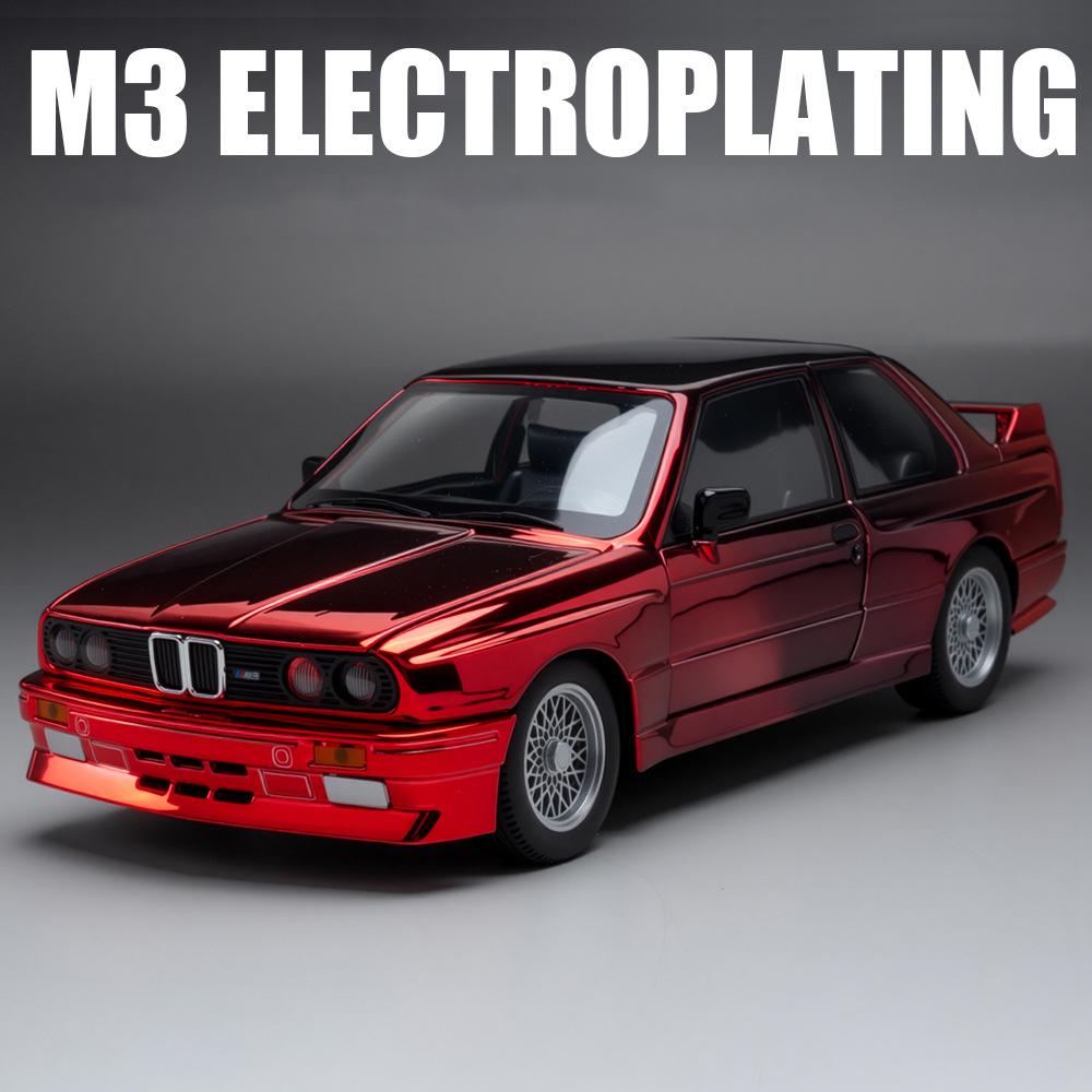 1:24 BMW M3 E30 1987 DTM Alloy Car Model Sound and Light Pull Back Children's Toy Collectibles Birthday gift