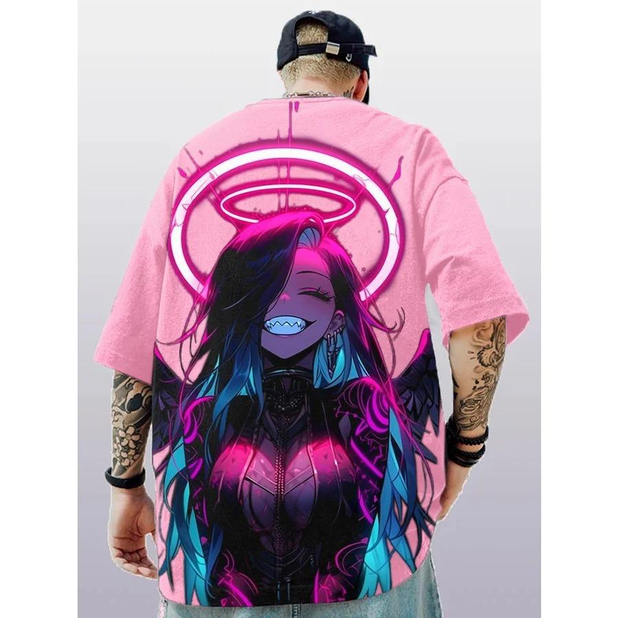 2024 Summer Fashion T-shirts Men Women Unisex Oversize Anime Character Japanese Style Streetwear Super Cool Couple T-shirts