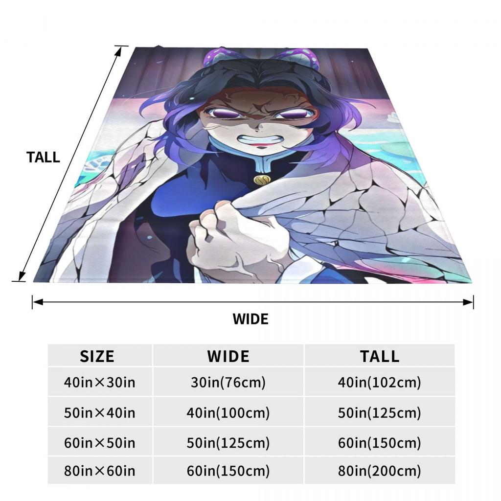 Insect Hashira Shinobu Kocho Blanket Flannel Anime Demon Slayer Ultra-Soft Throw Blankets for Bed Bed Rug