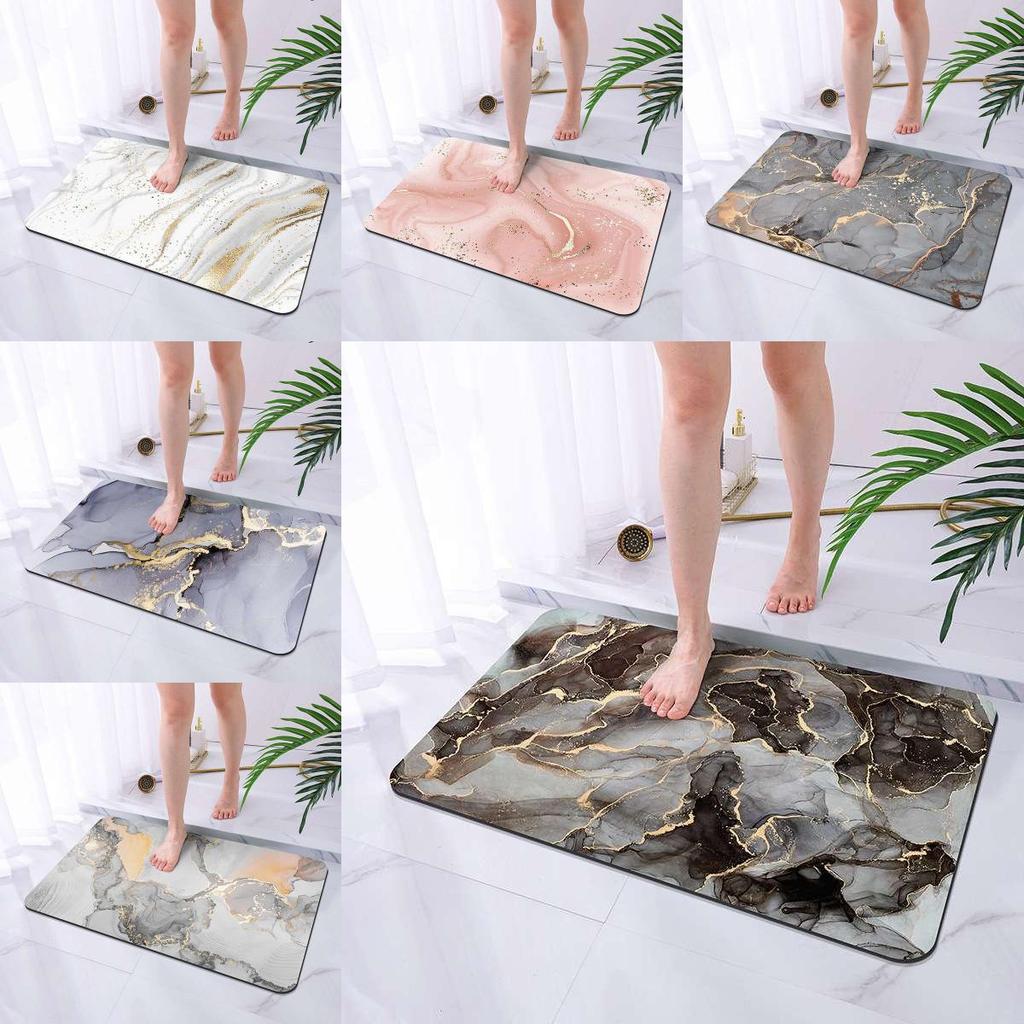 Marble Diatomaceous Bathroom Mat With Quick Drying And Non Slip Function For Home Decor