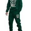 Unisex Trendy Letter Fleece Sweatshirt Set - Long Sleeve, Hooded, for Autumn & Winter