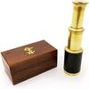 Vintage 6 Inch Handheld Brass Pirate Navigation Telescope With Wooden Box